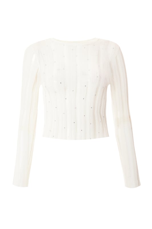 - Knitted finish - Round neckline - Diamante detail - Long sleeves - Model height: 5'9" - Model wears uk 8 / us 4 / eur 36 - Always check the wash care label - Cool hand wash with mild detergent