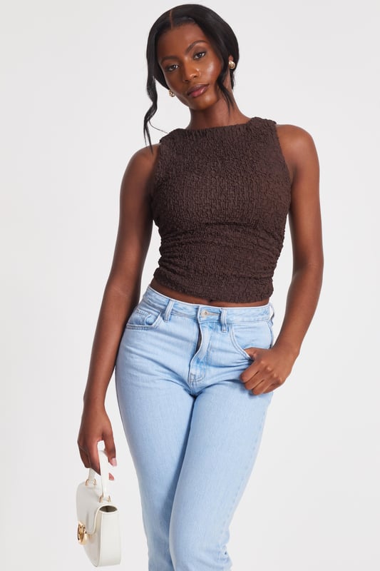 - Textured mesh finish - High neck - Twist detail - Longline fit - Model height: 5'8" - Model wears uk 8 / us 4 / eur 36 - Always check the wash care label - Cool hand wash with mild detergent