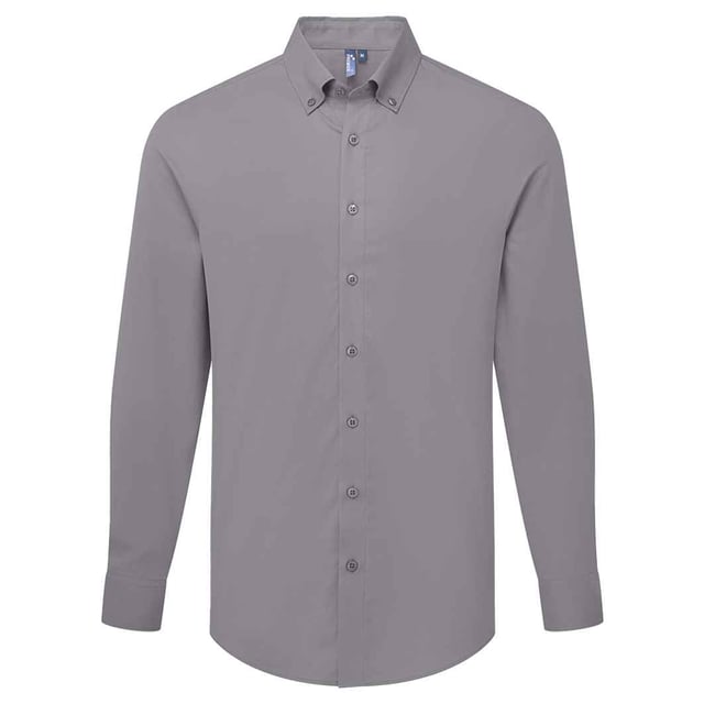 72% Mercerised Cotton, 25% Organic Cotton, 3% Elastane. Fabric: Oxford Cloth, Soft Touch. Design: Plain. Fastening: Button. Neckline: Button-Down. Hem: Curved. Cuff: Double Button, Gauntlet. Sleeve-Type: Long-Sleeved. Fabric Technology: Stretch. Back Yoke, Pleated Back. 135gsm. Sustainability: Amfori, BSCI, Organic Cotton, Sedex, WRAP Certified.