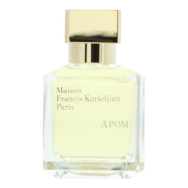 APOM by Maison Francis Kurkdjian is an Oriental Fougere fragrance for women and men. Launched in 2024, this fragrance is ideal for the warmer seasons and best suited for day wear. Encased in a classic sleek bottle, it embodies effortless sophistication and freshness.
The fragrance unfolds with the radiant floral embrace of orange blossom and ylang-ylang, creating a luminous and sensual opening. The soft elegance of lavender adds a refined herbal touch, enhancing the scent’s depth. As it settles, the warm and inviting notes of amber, vanilla, and white musk create a smooth and lingering finish, wrapping the wearer in a comforting yet elegant aura.
Ideal for those who appreciate fresh yet warm fragrances, APOM offers a refined balance of floral, musky, and oriental tones, making it a graceful everyday scent.
Fragrance Notes: Orange Blossom, White Musk, Ylang-Ylang, Amber, Lavender, Vanilla.

How to Apply:
Apply it to your body's warmest points, such as the crease of your elbows and wrists, to intensify the longevity of the fragrance.
Avoid rubbing after application, as this will reduce the longevity of the fragrance.
For wrist application, apply the fragrance after hand washing.