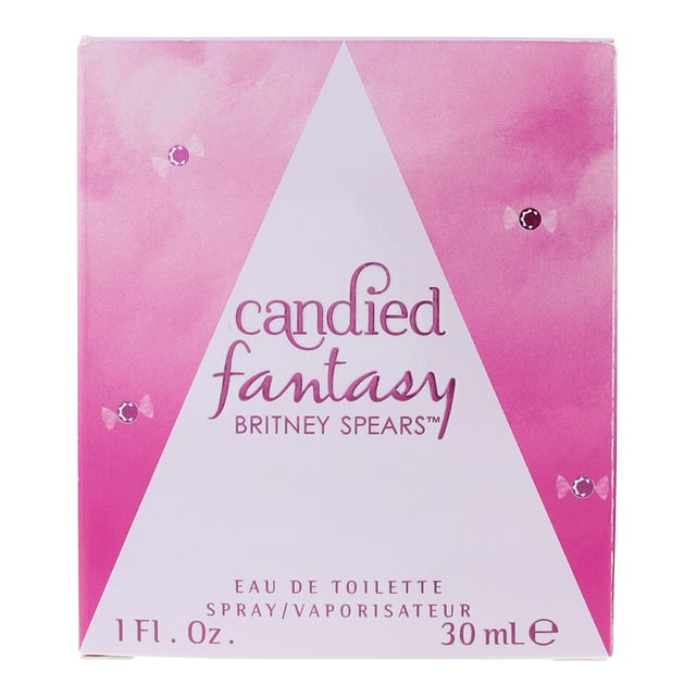 Britney Spears Fantasy Candied is a Floral Fruity Gourmand fragrance for women, launched in 2024. This scent opens with a fun and nostalgic blend of Bubble Gum, juicy Strawberry, and zesty Orange, creating a bright and cheerful introduction. The heart blooms with exotic Hibiscus, elegant Jasmine Sambac, and delicate Lily of the Valley, adding a fresh and floral touch. As it settles, the fragrance reveals a decadent base of Cupcake, soft Musk, and creamy Sandalwood, leaving a warm and irresistible trail. Perfect for those who love a fun, sweet, and feminine fragrance with a gourmand twist.