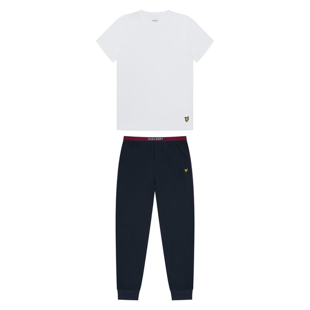 Bring some style to your sleepwear with these timeless cotton-rich lounge set from Lyle & Scott. Cut in a comfortable regular fit  the set comprises a short-sleeved top and pull-on shorts. Embroidered logo patches and branding on the elasticated waistband add a premium finish.