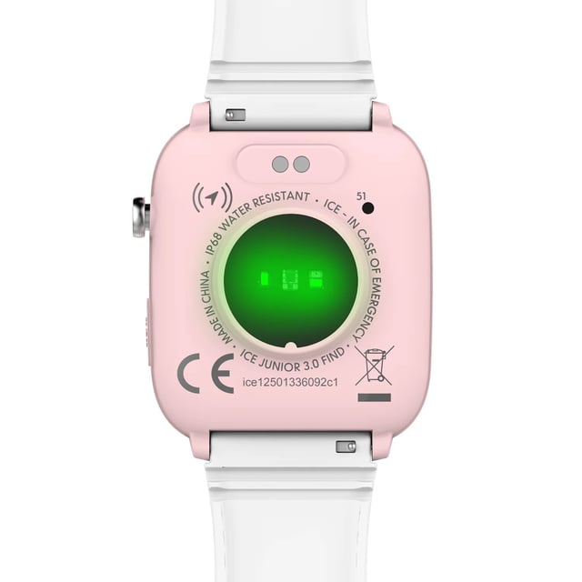 This Ice Watch Ice Smart Junior 3.0 - Find My - Pink - White Digital Watch for Girls is the perfect timepiece to wear or to gift. It's Pink  Rectangular case combined with the comfortable White Silicone watch band will ensure you enjoy this stunning timepiece without any compromise. Operated by a high quality Quartz movement and water resistant to 5 bars, your watch will keep ticking. A world first: connected children and a geolocatable watch  Patent : FR2502521  Ice-Watch unveils a unique innovation on the market: the ICE smart junior 3.0 Find My, a connected, geolocatable watch designed for children. This Digital watch has a calendar function: Day-Date as well as a Bluetooth , Stop Watch , Heart rate monitor , Apple Find My and Alarm High quality White Silicone strap with a secure Buckle, measuring 19 cm in length and 21 mm in width Case measurement: 35 X 42 mm,case thickness: 11 mm, case colour: Pink and dial colour: Multicolour