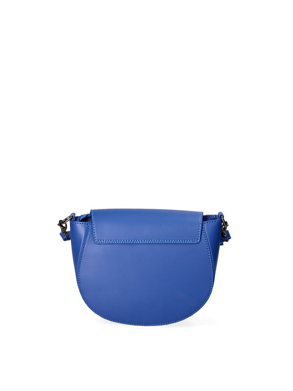 Bolso bandolera para mujer. El cierre es con botón magnético. Los bolsillos internos son uno con cremallera. Los bolsillos externos están ausentes. La bandolera es ajustable y extraíble en piel. Falta el mango. Hay un compartimento interno. El material exterior es piel auténtica arrugada. Internamente está forrado en tejido 70% algodón - 30% poliéster. Medidas: 20x17x7 cm. Hecho en Italia