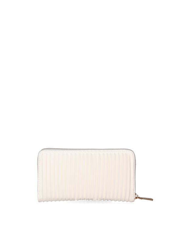 Cartera de mujer. El cierre es con cremallera. Los bolsillos internos son tarjeteros para billetes y monedas. Los bolsillos externos están ausentes. Falta la correa para el hombro. Falta el mango. Hay un compartimento interno. El material externo es 100%PU. Internamente es 100% Poliéster. Medidas: 19x10x3 cm. Producto de moda