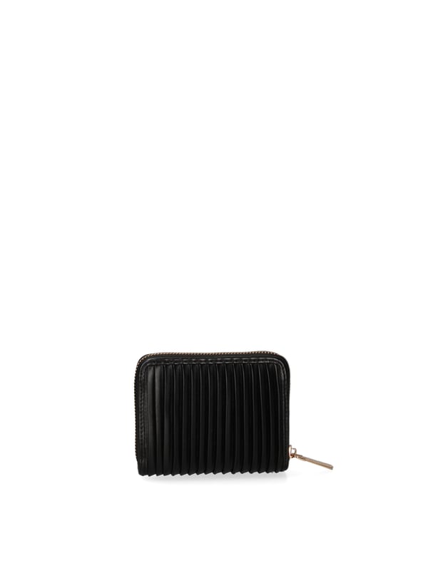 Cartera de mujer. El cierre es con cremallera. Los bolsillos internos son tarjeteros para billetes y monedas. Los bolsillos externos están ausentes. Falta la correa para el hombro. Falta el mango. Hay un compartimento interno. El material externo es 100%PU. Internamente es 100% Poliéster. Medidas: 13x10x3 cm. Producto de moda