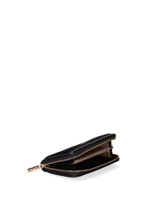 Damenbrieftasche mit Reißverschluss. Innentaschen für Kartenhalter, Geldscheinhalter und Münzhalter. fehlende Außentaschen. fehlender Schultergurt. fehlender Griff. ein Innenfach.  Außenmaterial: Innenmaterial: 100 % Polyester. Maße: 19x10x3 cm. Modeprodukt