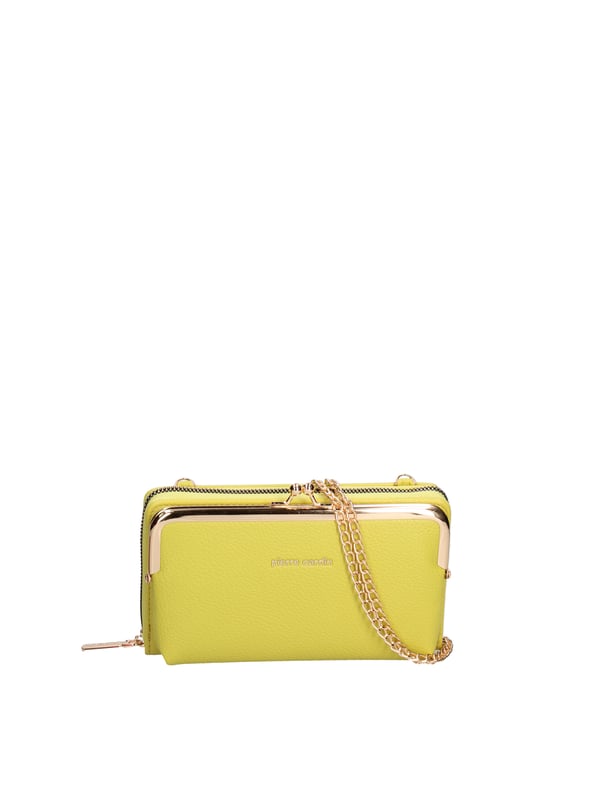 Damenbrieftasche mit Reißverschluss. Innentaschen mit Reißverschluss und Kartenfächern. fehlende Außentaschen. abnehmbarer Kettenschultergurt. fehlender Griff. zwei Innenfächer.  Außenmaterial: Innenmaterial: 100 % Polyester. Maße: 19x11x4 cm. Modeprodukt