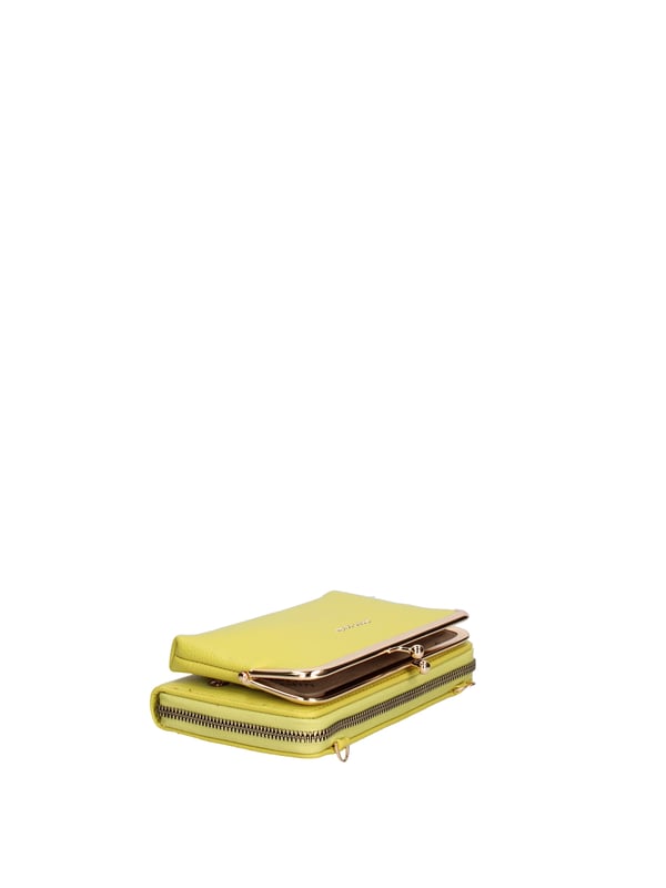 Damenbrieftasche mit Reißverschluss. Innentaschen mit Reißverschluss und Kartenfächern. fehlende Außentaschen. abnehmbarer Kettenschultergurt. fehlender Griff. zwei Innenfächer.  Außenmaterial: Innenmaterial: 100 % Polyester. Maße: 19x11x4 cm. Modeprodukt