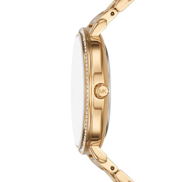 This Michael Kors Pyper Analogue Watch for Women is the perfect timepiece to wear or to gift. It's Gold 38 mm Round case combined with the comfortable Gold Stainless steel watch band will ensure you enjoy this stunning timepiece without any compromise. Operated by a high quality Quartz movement and water resistant to 3 bars, your watch will keep ticking.