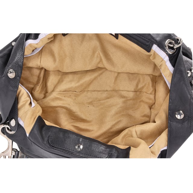 VINTAGE, RRP AS NEW
The Jimmy Choo Lola Hobo Bag is where luxury meets edge. Crafted from ultra-soft lambskin leather, this slouchy bag is adorned with bold studs and intricate mosaic pattern cutouts, adding a glamorous twist to an iconic shape. With its relaxed silhouette and attention-grabbing details, it’s a perfect companion for the fashion-forward woman who wants to turn heads wherever she goes.



Jimmy Choo Studded Lola Hobo Bag in Black Lambskin Leather 
Condition: Very good
Signs of wear: No retail tag, Minor sign of wear or markings., 
Packaging: None
Color: black
Material: Leather | leather
Size: One Size | One Size
Measurements: Width: 280; Height: 470; Length: 300; Handle drop: 0; Strap length: 560
SKU: NAPPUDEBA471166W