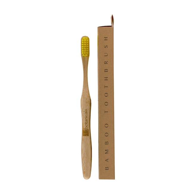 Dr Botanicals Bamboo Toothbrush Yellow x 2 Duo Pack Introducing our Eco-Friendly Bamboo Toothbrush, the perfect sustainable solution for your oral care routine. Crafted with gentle medium bristles, this toothbrush effectively cleans your teeth while protecting enamel. Recommended by dentists, its eco-friendly design significantly reduces plastic waste, making it an ideal choice for environmentally conscious consumers. Made from 100% biodegradable bamboo, our toothbrush is vegan, cruelty-free, and free from harmful plastics. Join the movement towards a cleaner planet and enjoy the perfect blend of sustainability and performance. Brush twice daily for optimal oral hygiene and make a positive impact on the environment with every use! Shop now and embrace a greener lifestyle!