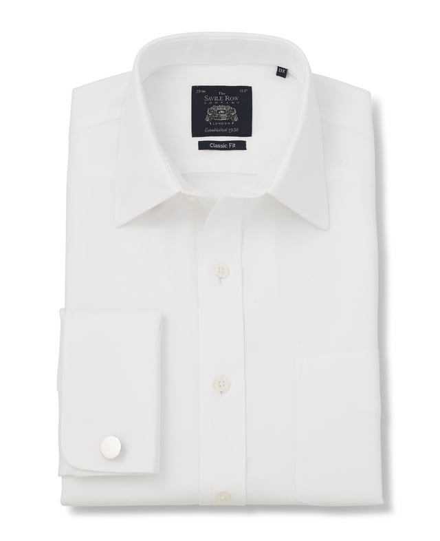 The white formal shirt has been crafted from luxurious non-iron cotton in a sophisticated herringbone weave. Featuring long sleeves, a Windsor collar and double cuffs, it's a fine choice for the office or important meetings. We suggest teaming it with a patterned silk tie and your favourite grey suit. Curl resistant Windsor collar, with an integral and removable collar stay. 100% non iron cotton. Generously proportioned classic fit. Curl resistant Windsor collar. Split yoke, long tails, chest pocket. Puckerfree, french taped armhole seam. Machine washable at 40°C.