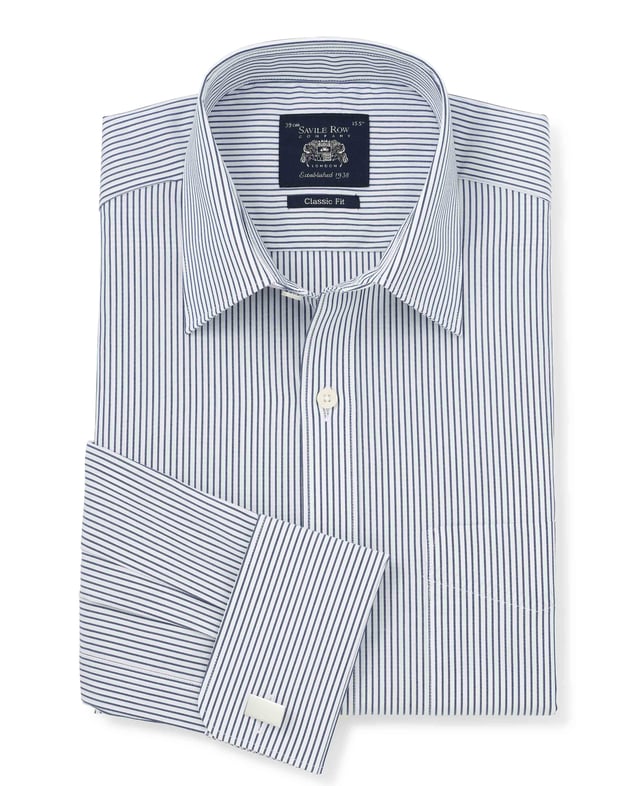 Complete with elegant double cuffs and a curl-resistant collar, this men's formal shirt deserves a place in every gentleman's wardrobe. The 100% cotton construction makes it beautifully soft and easy to care for, while the classic fit shape ensures it's suitable for all builds (especially if you like your shirts fairly roomy). Classic fit; generously proportioned shape. 100% BCI cotton poplin; easy care finish, smooth to the touch. Windsor collar with integral and removable collar stay. Split yoke, long tails, chest pocket. Presented in fully recyclable packaging. Machine washable at 40°C.