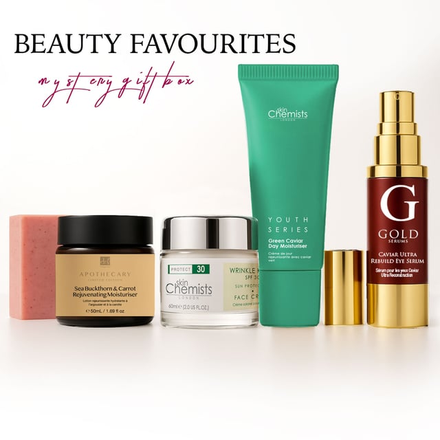 Beauty Favourites Mystery Gift Box Elevate your beauty routine with our Beauty Favourites Mystery Gift Box, featuring five luxurious, handpicked products valued at over £200, all at an unbeatable price! Each box is curated to address various skin concerns and enhance your youthful glow, making it the perfect treat for yourself or a thoughtful gift for someone special. Enjoy the excitement of discovering new favorites with monthly variations that keep your beauty regimen fresh and engageing. Ideal for pampering or gifting, this unique selection allows you to explore without commitment. Note that contents may vary monthly, so ordering multiple boxes may lead to duplicates. Experience the thrill of beauty discovery—shop now and unveil your beauty secrets!