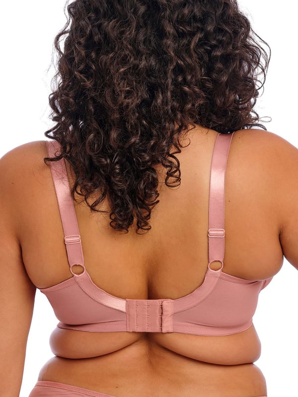 Elomi Teagan Plunge Bra. Underwired non padded plunge bra based on the beloved Matilda Plunge Bra with a low centre front, precision printed embroidery and smooth satin-look elastics. Product is recommended as hand wash only.