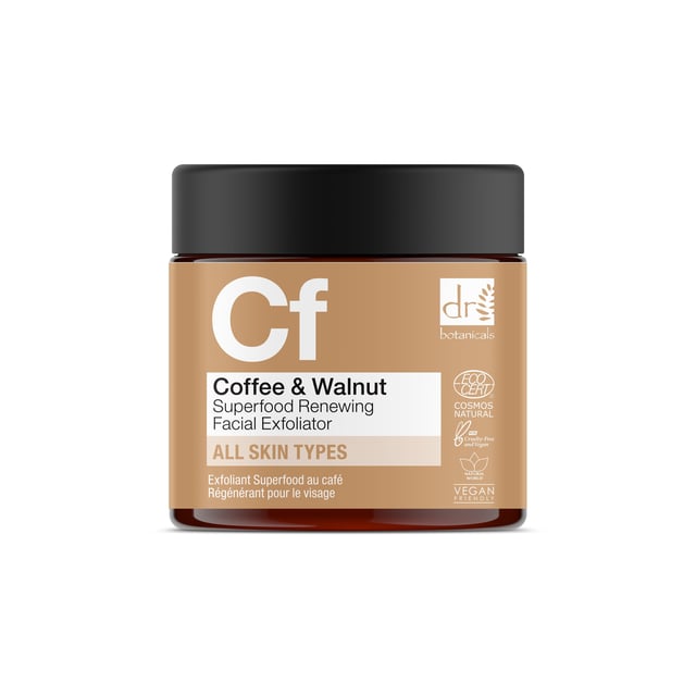 Dr Botanicals Coffee Superfood Renewing Facial Exfoliator 60ml x 2 Duo Pack Revitalise your skin with our Coffee Superfood Renewing Facial Exfoliator, specially formulated for all skin types seeking a brighter and smoother complexion. Enriched with organic coffee extract and natural ingredients, this gentle exfoliator effectively smooths and brightens your skin, leaving it refreshed and glowing. Enjoy the benefits of hydration and calmness from nourishing botanicals, while maintaining skin health for a lasting radiant look. Perfect for regular use, simply apply a small amount to clean, dry skin, massage gently in circular motions, and rinse thoroughly. Vegan, cruelty-free, and free from parabens and sulfates, our exfoliator is your ultimate skin reviver. Shop now to experience the rejuvenating power of nature!