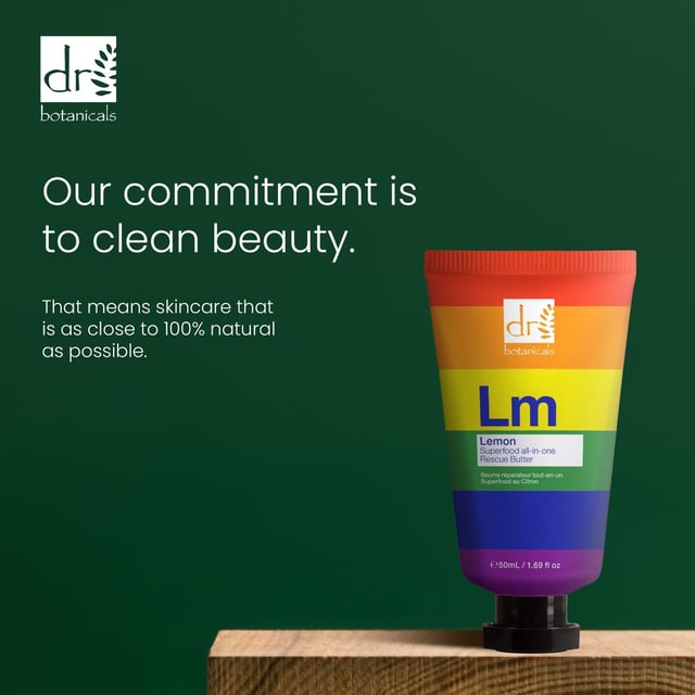 Dr Botanicals Pride Edition Lemon Superfood All-In-One Rescue Butter 50ml Transform your dry, dull skin with our Lemon Superfood Rescue Butter, the ultimate skin savior infused with nourishing Lemongrass Oil, Coconut Oil, and Almond Oil. This multi-purpose balm deeply moisturises and replenishes, reviving lackluster complexions for a radiant glow. Packed with antioxidants, it protects your skin from environmental stressors, while its fast-absorbing formula makes it perfect for use both morning and night. Suitable for all skin types, including sensitive skin, our vegan and cruelty-free butter is free from parabens, sulfates, and artificial fragrances. Experience instant relief from dryness and achieve silky, revitalised skin effortlessly. Apply a small amount to clean, dry skin as needed and discover the difference today!