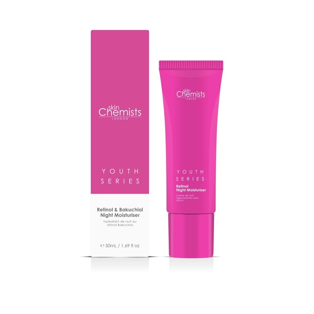skinChemists Youth Series Retinol & Bakuchiol Night Moisturiser 50ml x 2 Duo Pack Transform your skincare routine with our Revitalising Retinol Night Moisturiser, designed for smooth, firm, and radiant skin while you sleep. This powerful formula, suitable for all skin types, combines Retinol, Bakuchiol, and Hyaluronic Acid to combat fine lines and signs of ageing. Experience intensive overnight care that smooths wrinkles, enhances elasticity, and deeply hydrates for a youthful glow. With dermatologist-approved, vegan, and cruelty-free ingredients, our moisturiser is free from parabens, sulfates, and artificial fragrances. Wake up to a revitalised complexion and enjoy a plumper, firmer visage by morning. Shop now to unlock the transformative benefits of our Revitalising Retinol Night Moisturiser!