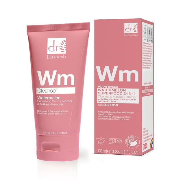 Discover the Watermelon Superfood Cleanser & Makeup Remover, your ultimate solution for all skin types seeking a radiant cleanse. Formulated with powerful ingredients like Salicylic Acid, Glycolic Acid, and Lactic Acid, this cleanser effectively targets blemishes and improves skin texture, leaving your complexion clearer and revitalised. Infused with natural watermelon seed oil, it enhances your skin's glow without any greasy residue, making it perfect for daily use. Suitable for sensitive skin, this vegan and cruelty-free formula is free from parabens, sulfates, and artificial fragrances. Experience the refreshing boost your skin deserves—apply morning and evening for best results and unveil your healthiest, glowing skin today!