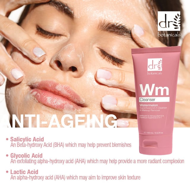 Discover the Watermelon Superfood Cleanser & Makeup Remover, your ultimate solution for all skin types seeking a radiant cleanse. Formulated with powerful ingredients like Salicylic Acid, Glycolic Acid, and Lactic Acid, this cleanser effectively targets blemishes and improves skin texture, leaving your complexion clearer and revitalised. Infused with natural watermelon seed oil, it enhances your skin's glow without any greasy residue, making it perfect for daily use. Suitable for sensitive skin, this vegan and cruelty-free formula is free from parabens, sulfates, and artificial fragrances. Experience the refreshing boost your skin deserves—apply morning and evening for best results and unveil your healthiest, glowing skin today!