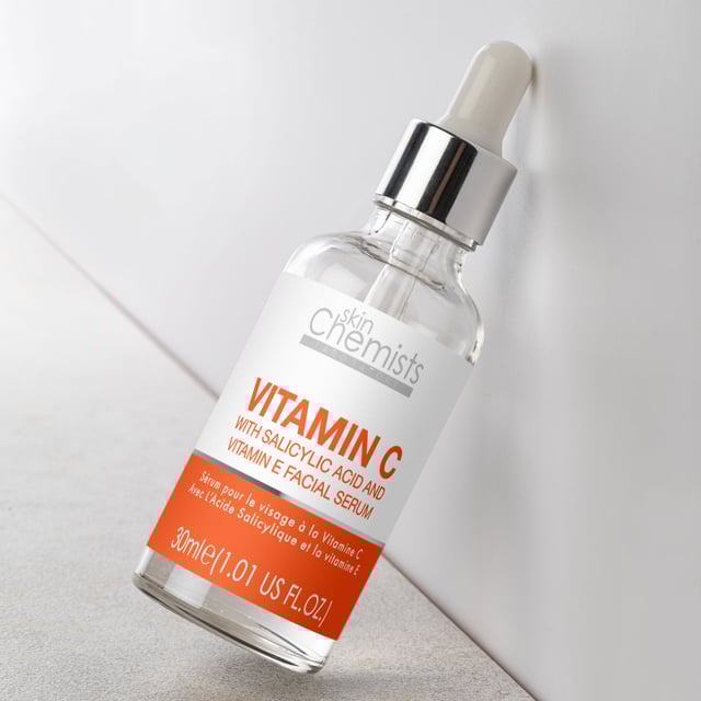 skinChemists Anti-Ageing Vitamin C Salicylic Acid Facial Serum 30ml x 2 Duo Pack Revitalise your complexion with our expertly formulated Revitalising Anti-Ageing Serum, designed for dull, ageing skin. Infused with powerful Vitamin C, this lightweight serum brightens and enhances your youthful glow while Salicylic Acid exfoliates and clears pores for a smoother texture. Aloe Vera soothes and hydrates, making it perfect for daily use under makeup or SPF. Suitable for all skin types, including sensitive skin, our vegan and cruelty-free formula is free from parabens, sulfates, and artificial fragrances. Apply 2-3 drops morning and night for optimal results and experience the transformation to a radiant, revitalised appearance. Shop now and embrace your natural beauty!