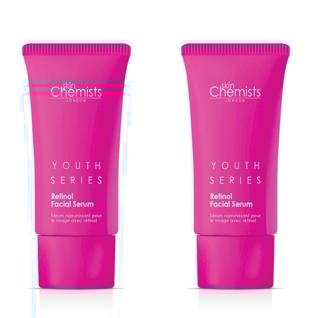 skinChemists Youth Series Retinol & Bakuchiol Facial Serum 30ml x 2 Duo Pack Introducing our Youthful Radiance Retinol Serum, the essential anti-ageing solution for achieving firmer, smoother, and more youthful skin. Designed for all skin types, this powerful serum combines Retinol and Bakuchiol to effectively minimise fine lines, balance excess oil, and lock in moisture for a refreshed complexion. Experience a revitalised appearance as our fast-absorbing, non-greasy formula delivers lasting hydration and a smooth, matte finish. Perfect for day or night use, simply apply 2-3 drops onto clean, dry skin and follow with your favorite moisturiser. Enjoy the benefits of a vegan, cruelty-free product that’s dermatologist-approved and free from parabens, sulfates, and artificial fragrances. Transform your skincare routine and embrace the radiant skin you deserve!