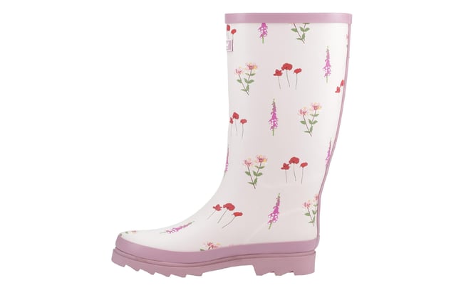 Designed with inspiration drawn from the rolling hills and blooming meadows of the Cotswolds, these tall wellington boots are a celebration of nature and comfort. The durable rubber uppers are adorned with delicate, hand-drawn wildflower illustrationseach one exclusive to Cotswold Shoes and created to reflect the vibrant flora found in our local landscapes. Not just pretty to look at, these wellies are built with practicality in mind. Tthe waterproof construction ensures your feet stay dry in wet weather. Inside, plush memory foam footbeds provide cushioned support, making these boots perfect for long countryside walks, gardening, or rainy-day errands.
 Whether you're exploring muddy paths or simply adding a floral touch to your everyday look, the Wildflower Tall Wellingtons offer the perfect blend of style, comfort, and functionality.
 - Durable rubber upper
 - Waterproof construction
 - Hand-drawn illustrations
 - Plush memory foam footbed
 - Cotswold branding