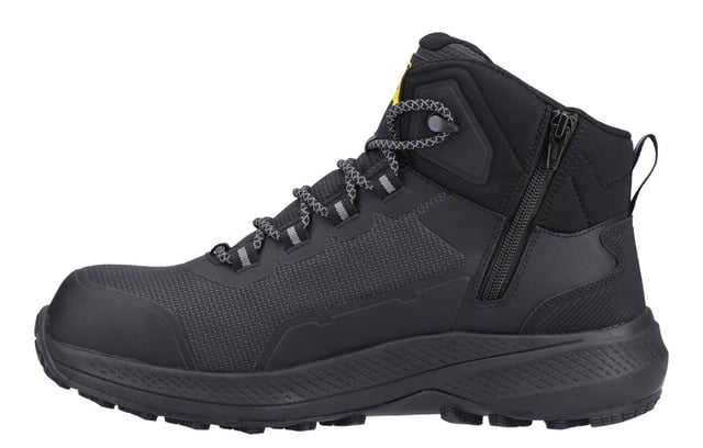 The Amblers Safety AS321C Calderdale Men's Safety Boots are a rugged, metal-free hiker designed to provide superior protection and comfort. These boots feature a 200 joules fiberglass composite toe cap and a non-metallic midsole, offering excellent impact and penetration resistance. The contemporary, low-sew TPU bonded rip-stop upper ensures durability, while the internal waterproof membrane keeps your feet dry in challenging environments. For added durability, the boots come with a molded TPU toe guard and heel counter for enhanced protection and support. A deep padded mesh collar offers extra comfort, while reflective laces enhance visibility. A YKK side zip provides easy on-and-off access. These safety boots are the perfect combination of functionality and style for demanding work environments.
-Rugged, metal-free hiker designed for protection and comfort
- 200 joules fiberglass composite toe cap for impact resistance
- Non-metallic midsole for penetration resistance
- Durable TPU bonded rip-stop upper with low-sew construction
- Waterproof membrane keeps feet dry in challenging environments
- Moulded TPU toe guard and heel counter for added protection
- Deep padded mesh collar for extra comfort
-Reflective laces for enhanced visibility
-YKK side zip for easy on-and-off access
-Ideal for demanding work environments, combining functionality and style