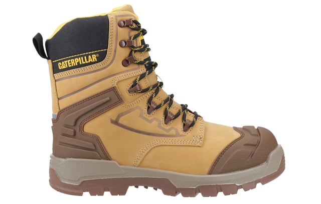 The Caterpillar Striver XL 8" Men's Safety Boots are designed for tough, demanding environments. These robust, waterproof safety boots feature a water-resistant full grain leather upper, ensuring durability and protection against the elements. The internal waterproof membrane keeps feet dry, while the YKK side zip offers easy access for quick wear. With a steel toe cap that provides impact resistance up to 200 joules and an anti-penetration steel midsole, these boots deliver optimal safety. Additional features include a padded mesh collar and tongue for comfort, a moulded TPU toe guard and heel counter for extra durability and protection, and a PU midsole for enhanced shock absorption. The deep cleated rubber outsole offers superior grip and traction, making the Striver XL an ideal choice for those who need both safety and comfort on the job.
- Full-grain leather upper
- Internal waterproof membrane keeps feet dry
- YKK side zip for easy access and quick wear
- Steel toe cap with 200-joule impact resistance
- Anti-penetration steel midsole for safety
- Padded mesh collar and tongue for comfort
- Moulded TPU toe guard and heel counter for extra durability
- PU midsole for enhanced shock absorption
- Deep cleated rubber outsole for superior grip and traction