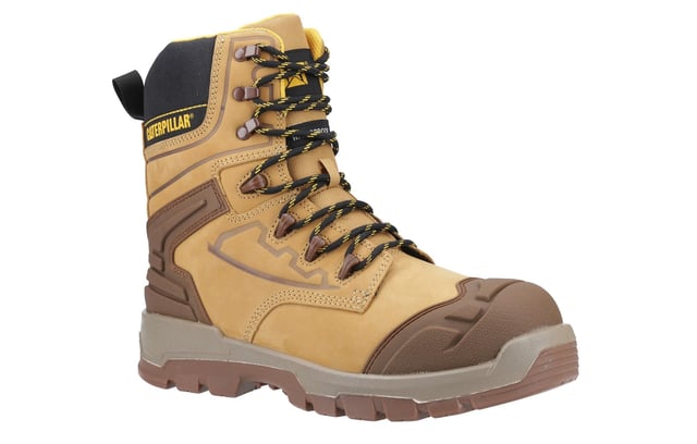 The Caterpillar Striver XL 8" Men's Safety Boots are designed for tough, demanding environments. These robust, waterproof safety boots feature a water-resistant full grain leather upper, ensuring durability and protection against the elements. The internal waterproof membrane keeps feet dry, while the YKK side zip offers easy access for quick wear. With a steel toe cap that provides impact resistance up to 200 joules and an anti-penetration steel midsole, these boots deliver optimal safety. Additional features include a padded mesh collar and tongue for comfort, a moulded TPU toe guard and heel counter for extra durability and protection, and a PU midsole for enhanced shock absorption. The deep cleated rubber outsole offers superior grip and traction, making the Striver XL an ideal choice for those who need both safety and comfort on the job.
- Full-grain leather upper
- Internal waterproof membrane keeps feet dry
- YKK side zip for easy access and quick wear
- Steel toe cap with 200-joule impact resistance
- Anti-penetration steel midsole for safety
- Padded mesh collar and tongue for comfort
- Moulded TPU toe guard and heel counter for extra durability
- PU midsole for enhanced shock absorption
- Deep cleated rubber outsole for superior grip and traction