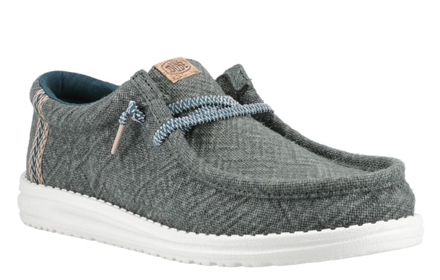 These Hey Dude Wally Jute Shoes bring a natural touch to your warm-weather wardrobe. Made from 100% jute, these shoes are lightweight, breathable, and perfect for spring and summer adventures. Designed with a textile upper, cork heel, and woven gradient heel webbing, they combine effortless style with unbeatable comfort. The elastic laces and easy-on system make them travel-friendly, while the removable foam insole ensures all-day cushioning. A flexible outsole adds the finishing touch for comfort on the go.
  Textile upper 
  Cork heel 
  Elastic laces for easy on/off wear 
  Travel-ready design with removable foam insole
  Lightweight flexible outsole for all-day comfort
  Hey Dude branding