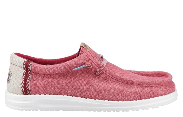 These Hey Dude Wally Jute Shoes bring a natural touch to your warm-weather wardrobe. Made from 100% jute, these shoes are lightweight, breathable, and perfect for spring and summer adventures. Designed with a textile upper, cork heel, and woven gradient heel webbing, they combine effortless style with unbeatable comfort. The elastic laces and easy-on system make them travel-friendly, while the removable foam insole ensures all-day cushioning. A flexible outsole adds the finishing touch for comfort on the go.
  Textile upper 
  Cork heel 
  Elastic laces for easy on/off wear 
  Travel-ready design with removable foam insole
  Lightweight flexible outsole for all-day comfort
  Hey Dude branding