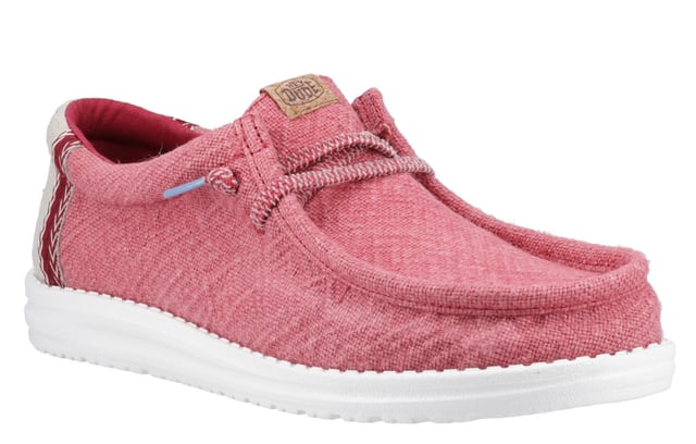These Hey Dude Wally Jute Shoes bring a natural touch to your warm-weather wardrobe. Made from 100% jute, these shoes are lightweight, breathable, and perfect for spring and summer adventures. Designed with a textile upper, cork heel, and woven gradient heel webbing, they combine effortless style with unbeatable comfort. The elastic laces and easy-on system make them travel-friendly, while the removable foam insole ensures all-day cushioning. A flexible outsole adds the finishing touch for comfort on the go.
  Textile upper 
  Cork heel 
  Elastic laces for easy on/off wear 
  Travel-ready design with removable foam insole
  Lightweight flexible outsole for all-day comfort
  Hey Dude branding