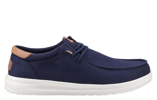 The Hey Dude Paul Shoes combine lightweight comfort with elevated casual styleperfect for wherever the day takes you. Designed with a soft canvas upper, leather detailing, and cushioned interior, they bring an upgraded look to everyday wear. The easy-on system and elastic laces make slipping them on a breeze, while the lightweight rubber traction outsole delivers featherweight comfort and reliable grip. Whether you're heading out for travel or just keeping it casual, these shoes are built to keep you moving with ease.
  Soft canvas upper with leather accents 
  Elastic laces for easy on/off wear 
  Removable foam insole for cushioned comfort
  Lightweight rubber traction outsole for grip and flexibility
  Hey Dude branding