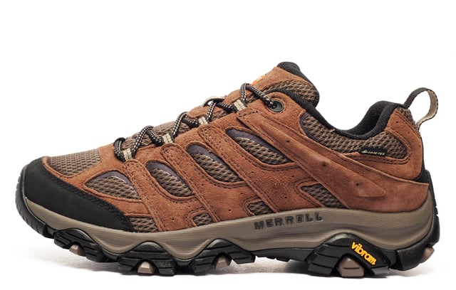 NEW IN  2025 MODEL & COLOUR
Built for rugged trails and unpredictable conditions, the Merrell Moab 3 GTX delivers trusted performance with upgraded comfort and durability. Featuring a GORE-TEX waterproof membrane, it keeps your feet dry while allowing breathability on the move. A protective rubber toe cap and heel guard against abrasions, while the recycled materials used reflect Merrells commitment to sustainability.
Inside, the Moab 3-exclusive footbed contours naturally to your foot, paired with a supportive insole and softer, cushioned midsole for long-lasting comfort. Finished with a Vibram TC5+ outsole for best-in-class grip and durability, these hiking shoes are one of the finest you will ever put on your feet.
NEW IN  2025 MODEL & COLOUR
-Suede leather / textile upper
-GORE-TEX waterproof membrane
- Protective and abrasion resistant rubber heel and toe cap
- Lace up construction
- Partly made from recycled materials
- Exclusive Moab 3 footbed contours to your foot
- Moulded nylon arch shank
- Merrell air cushion in the heel absorbs shock and adds stability
- Vibram TC5+ outsole provides exceptional traction
- Merrell branding