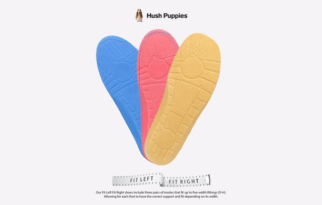 Hush Puppies Kerry Leather Junior Senior Girls Classic Girls Back to School shoe from Hush Puppies - Kerry has the iconic Fit Left Fit Right fitting system, premium leather uppers in a T-Bar Buckle style with padded collar for extra comfort and Micro-Fresh lining
Fit Left Fit Right - Unique fitting system allows for 5 different width fittings for each individual foot. Every pair of shoes comes with 3 pairs of footbeds
-Smart Leather Upper
-Micro-Fresh lining keeps feet dry and fresh
-Buckle Fastening
-T-Bar Style
-Chunky Sole