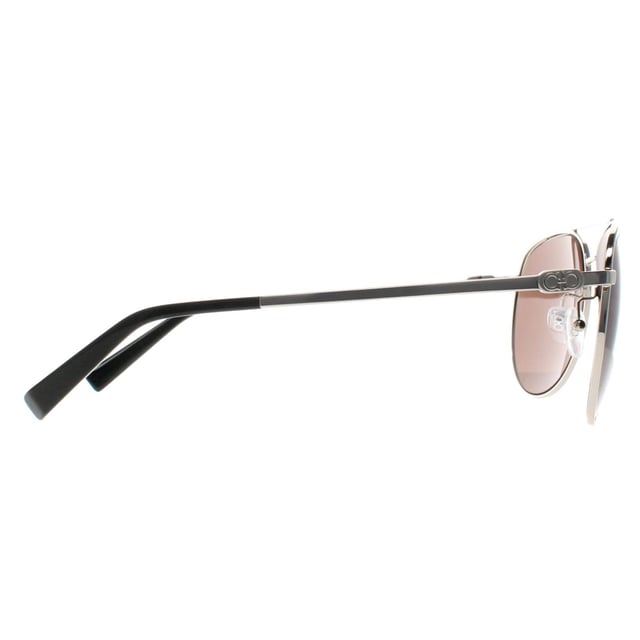 Salvatore Ferragamo Aviator Unisex Silver Brown Polarized SF157S  Sunglasses feature a bold frame that adds sophistication to any outfit. Designed for those who seek both fashion and function, these sunglasses protect your eyes while making a statement.