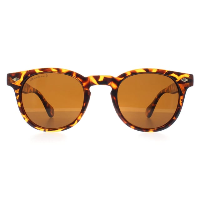 Montana Round Unisex Shiny Turtle Brown Polarized MP191  Sunglasses offer a sleek, contemporary design with a lightweight polycarbonate frame and full-rim oval shape. Equipped with polarized Category 3 lenses, they provide excellent glare reduction and UV protection, making them ideal for various outdoor activities.