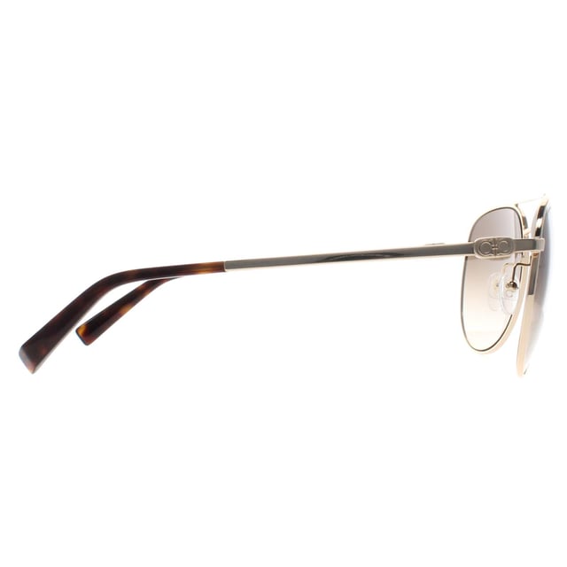 Salvatore Ferragamo Aviator Unisex Gold Gray Gradient SF157S  Sunglasses feature a bold frame that adds sophistication to any outfit. Designed for those who seek both fashion and function, these sunglasses protect your eyes while making a statement.