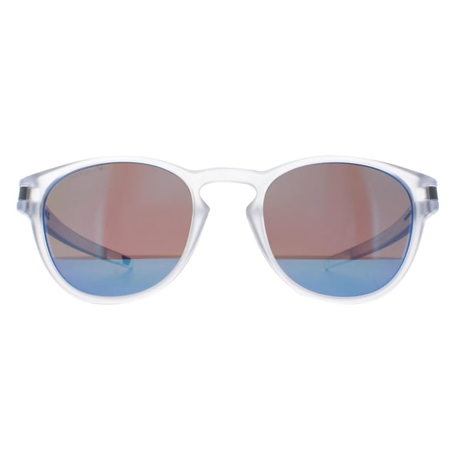 Oakley Round Unisex Matte Clear Prizm Sapphire Polarized Latch Oakley Round Unisex Matte Clear Prizm Sapphire Polarized Latch Sunglasses are a popular model from the Oakley lifestyle range that's inspired by influential athletes. The round shape and keyhole bridge provides a retro feel to a truly contemporary design. The lightweight O Matter frame is durable, comfortable and suitable for small to medium faces. Latch has a convenient clip hinge mechanism that inspires the name and enables you to attach the eyewear on to your shirt to help them stay in place when the sun goes down.
