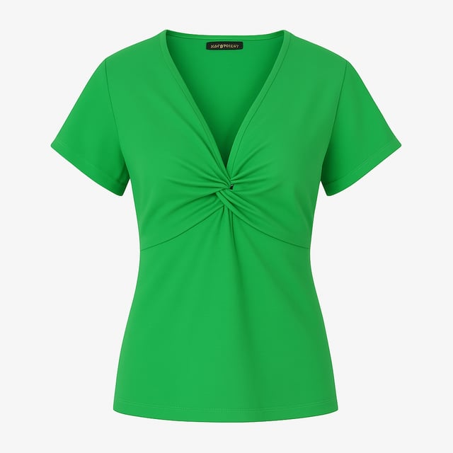 Eleva tu estilo cotidiano con este elegante top de punto verde de Conquista. Confeccionado con una mezcla suave y transpirable de 92 % viscosa y 8 % elastano, este top ofrece un ajuste favorecedor con una suave elasticidad. El detalle del frente retorcido en el busto crea una silueta sofisticada, mientras que las mangas onduladas y el escote en V añaden un toque de encanto femenino. Perfecta para combinar con looks tanto informales como elegantes, esta pieza versátil es un elemento esencial del guardarropa. Fabricado con cuidado para brindar comodidad y un estilo duradero.