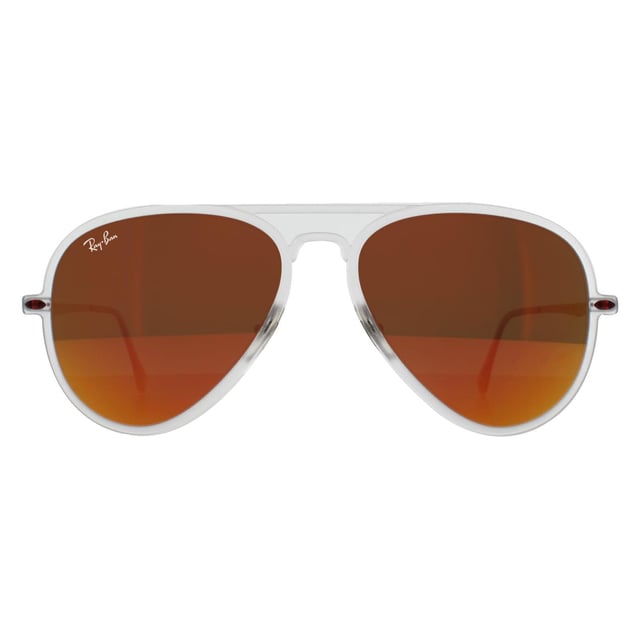 Ray-Ban Sunglasses Aviator Light Ray II 4211 646/6Q Matt Translucent Orange Mirror are a modern version of the classic Aviator design from 1937 with titanium temples for maximum comfort and flexibility and feature Ray-Ban's patented mono block hinge. With the added technologies and the much loved Aviator front, these frames are a must have this season!