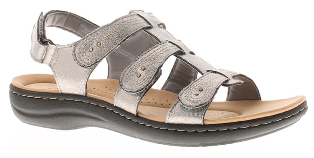 Clarks Womens Flat Sandals Laurieann Leather Adjustable silver - Main Image