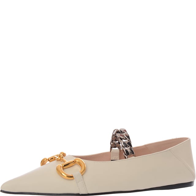 Gucci Women's Deva Embellished Leather Flats with Collapsible Heel â€“ Neutral
Refined flats with a point toe, embellished details, and convertible heel.