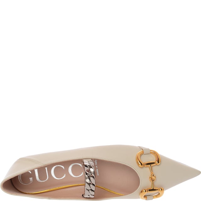 Gucci Women's Deva Embellished Leather Flats with Collapsible Heel â€“ Neutral
Refined flats with a point toe, embellished details, and convertible heel.