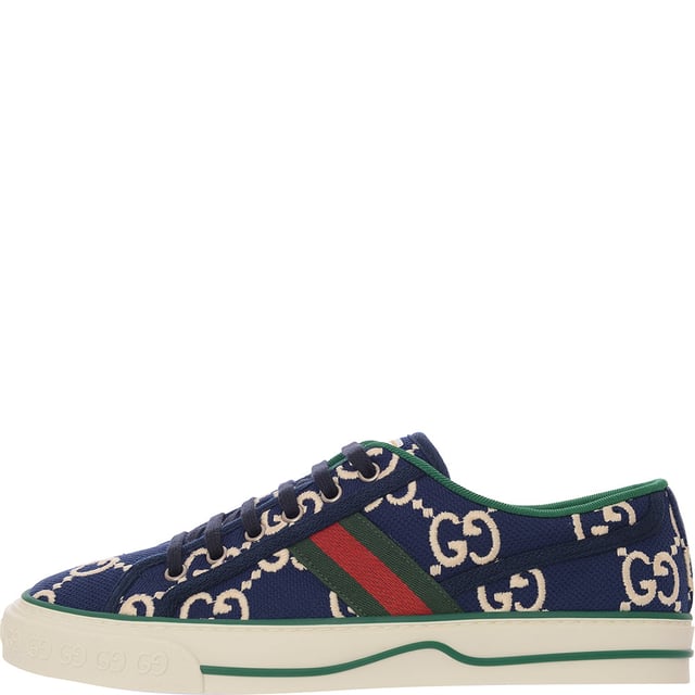 Gucci Women's Tennis 1977 Logo-Embroidered Canvas Sneakers â€“ Blue
Retro-inspired canvas sneakers featuring embroidered logos and signature webbing.