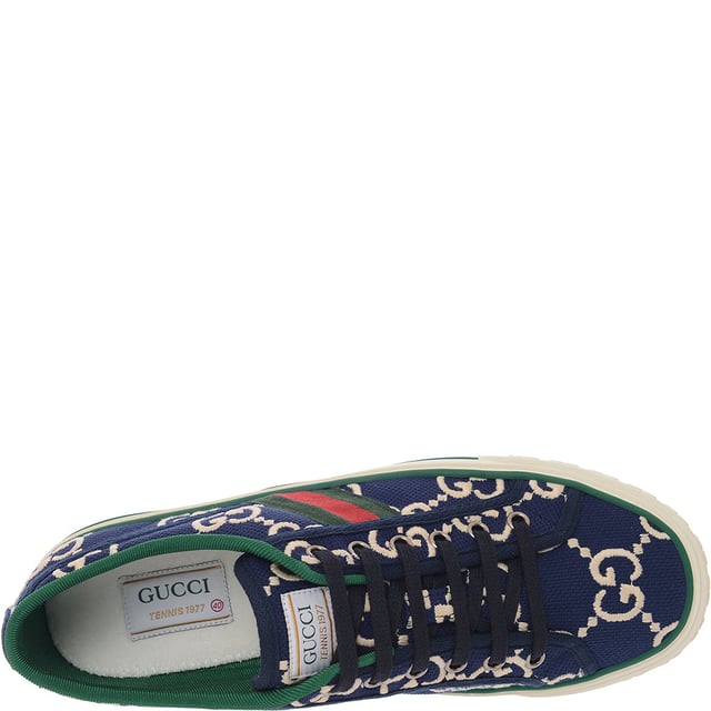 Gucci Women's Tennis 1977 Logo-Embroidered Canvas Sneakers â€“ Blue
Retro-inspired canvas sneakers featuring embroidered logos and signature webbing.