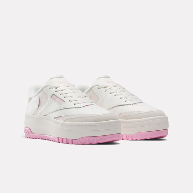 Leather upper with suede panels.Lace-up closure.Regular fit.Shiny mesh trim.Bright Barbie print.Rubber sole.