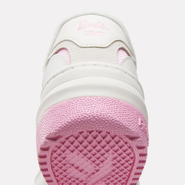 Leather upper with suede panels.Lace-up closure.Regular fit.Shiny mesh trim.Bright Barbie print.Rubber sole.